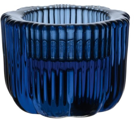 Villeroy & Boch – Fleur Bleu Kerzenständer 2-in-1 Blau, Spülmaschinenfest, Glas-Kerzenhalter in Blau Für Teelichter und Stumpenkerzen/Stabkerzen, Handgefertigt, Deko Wohnung, Glas