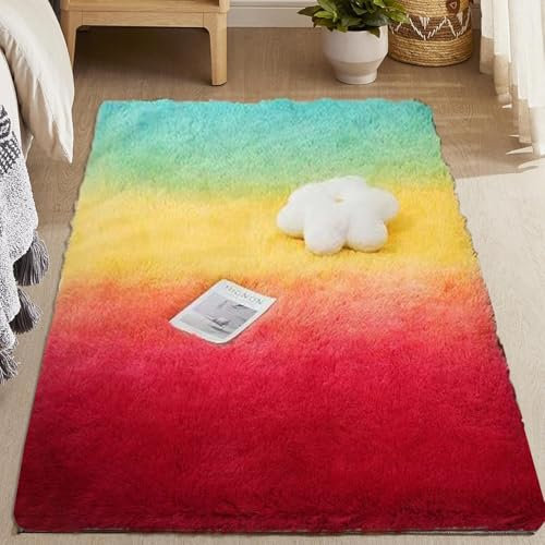 CUIMEI Tappeto Antiscivolo Doccia 70 x 90 cm, Lavabile Fino a 30 Gradi, Morbidissimo, Aspetto Pelliccia, Classico Morbido e Soffice, Tappeto a Pelo Lungo Unicolore,Multicolore