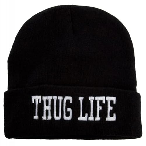 Hasdnker Strickmützen Hüte Mützen Caps Beanie Mütze Beanie Herrenmode Thug Life Stickerei Strickmütze Winter Warme Outdoor-Sportmütze Weiche Beanie Mütze Für Männer Frauen Freizeitmützen Thuglifea
