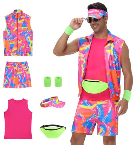 Disfraz de entrenamiento de los 80 para hombre, ropa de los 90 para adultos, disfraz de Halloween para parejas (XL)