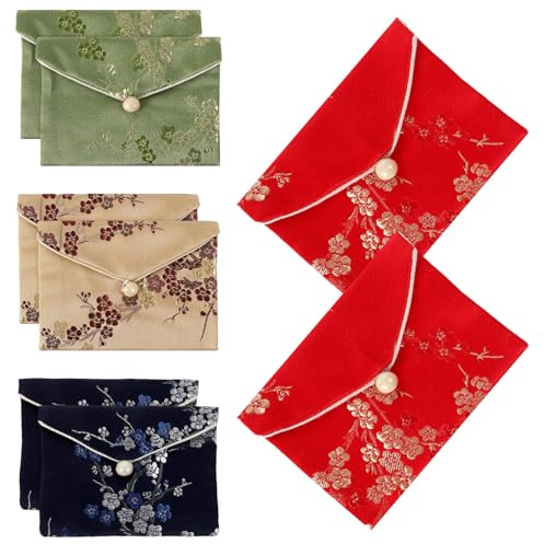 Didiseaon 8 Pièces à Bijoux Brodé à La Main Accessoires Sèche-Linge De Bijoux en Brocade Bag De Bijoux Brodé à Bijoux Chinois De Bijoux De Dame Trousseau De Gadgets Brocart