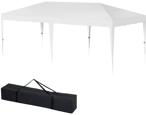 HENGMEI Gartenlauben 3x6m Gartenpavillon Pavillon Partyzelt Metall Faltpavillon Wasserdicht Stabil Gartenzelt Pergola für Party, Marktstand, Garten Outdoor Camping, Weiß(ohne Seitenteile)