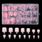Lnngub 150 Pcs French Tip Toe Nail Press Ons,Short Square Toe Press On Nails Full Cover French Tip Toes Fake Toenails Mauve Presss On Toenails for Women Pedicure Decorations,15 Sizes