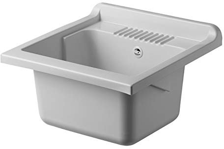 Negrari Bañera de apoyo de resina PP para lavabo, resistente a la humedad, resistente a los ácidos de uso común, kit de desagüe incluido, interior y exterior, 50 x 50 x 30 cm, blanco