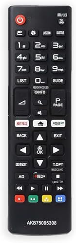 Mando a distancia universal de repuesto para TV LG con botón de Netflix y Prime Video AKB75095308, compatible con 3D, HDTV, LCD, LED, televisores inteligentes, controlador de transmisión de larga