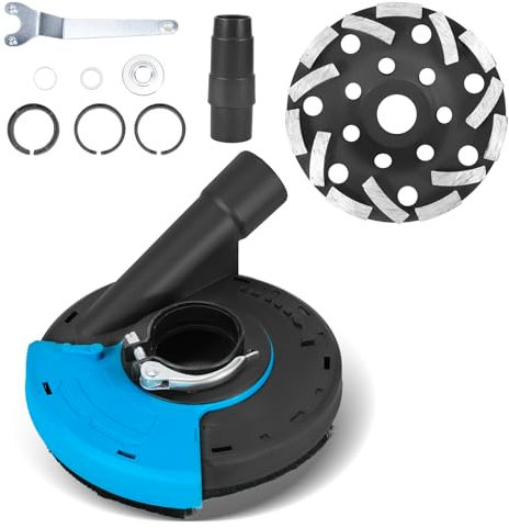 Universal Surface Angle Grinder Dust Shroud - with Angle Grinder 125mm, 125mm Diamond Grinding Cup Wheel(1*Grinding Guide+1*Dust Cover)