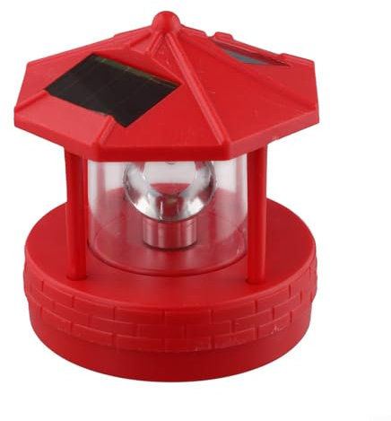 Oniissy Faro rotante a energia solare, faro a LED a energia solare, illuminazione stradale decorativa a 360 gradi, pratico e affidabile (rosso)