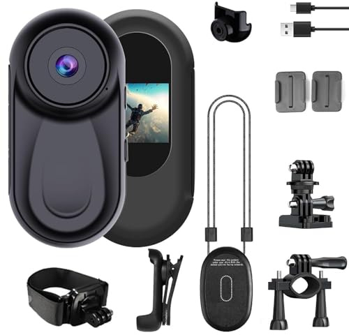 7JI Mini Action Camera,1080P Wearable Action Body Cam for Cycling Vlogging | Small Body Camera with Mount,Portable Vlogging,Hands-Free Recording,Helmet Cam for Cycling,Motorcycle Outdoor Sports