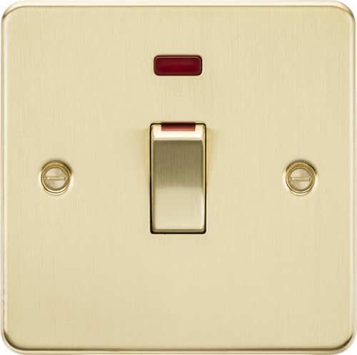Knightsbridge 45A DP Switch with Neon (1G size) - Brushed Brass