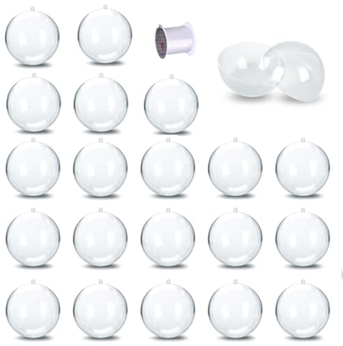 Weihnachtskugeln Kunststoff, 20 Stück Personalisierte Weihnachtskugeln | Weihnachtsbaumkugeln Transparent Kugeln Zum Befüllen, Christbaumkugel Glasklar mit Zum Aufhängen, DIY Weihnachtsbaum (6cm)