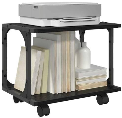 vidaXL Druckerständer Schwarz Eichen-Optik 41 x 28 x 33,5 cm