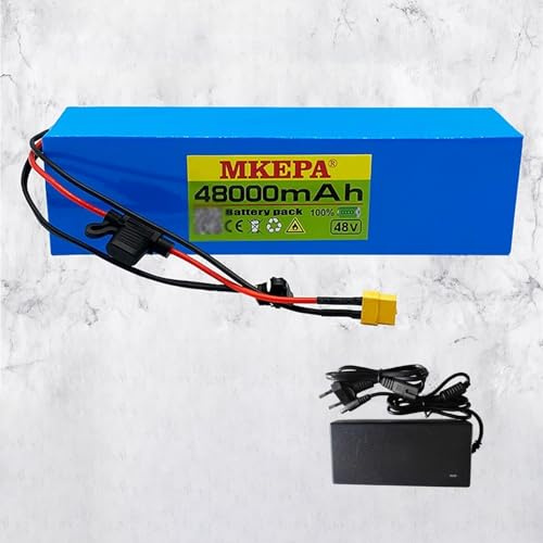 E-Bicycle Battery 48V 48Ah Lithium Battery 13S3P Rechargeable Li-Ion Battery, 48V Ebike Battery Pack, Electric Scooter Battery with BMS Protection T+DC+fuse