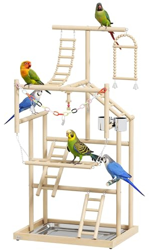 PawHut Aire de Jeux pour Oiseaux, échelles, pour Perroquet, 48 x 38 x 95 cm