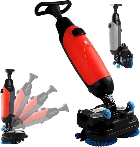 GEHPYYDS Commercial Floor Scrubber, 2x250W Brush Power & 4.5L+7.5L Dual Tanks, 36V Electric Floor Scrubber and Polisher for Tile Concrete Floors Red