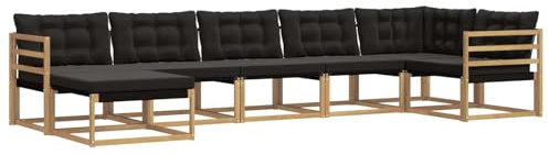 vidaXL Outdoor-Sofagarnitur mit Kissen 7 pcs Weiß und Schwarz, Moderne Garten-Sofa-Garnitur, langlebige Möbel, schicker Sitzplatz, wetterfest, Bequeme Relaxoase