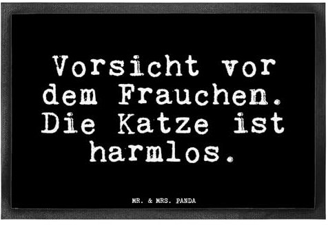 Mr. & Mrs. Panda 40 x 60 cm Fußmatte Vorsicht vor dem Frauchen - Geschenk, Katze, Fussmatten online, Spruch Geschenke, Fußabstreifer,