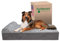 Furhaven Orthopädisches Hundebett für extra große Hunde, mit wasserabweisender Unterlage und abnehmbarem, waschbarem Bezug, für Hunde bis zu 136 kg – Goliath gestepptes Kunstfell und Nackenrolle mit