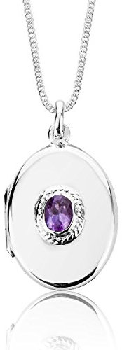 DTPsilver - Anhänger/Medaillon 925 Sterling Silber und Halskette Panzerkette 40-45 cm - Amethyst