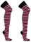 krautwear® Bas rayés pour femme - Pour le carnaval, le cosplay des années 80, rose/noir, taille unique
