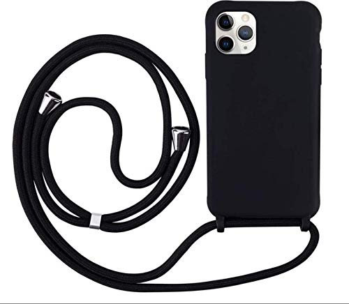 MEVIS Coque Compatible avec iPhone 11 Pro Max,Collier pour Étui Colliers de cellulaire Mince Antichoc Réglable Lanyard Case-Noir