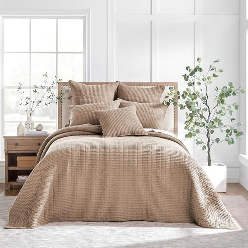 Levtex Home Mills Waffel-Tagesdecken-Set für King-Size-Betten (309,9 x 269,2 cm) mit 2 Kissenbezügen (91,4 x 50,8 cm) – Blush – Baumwoll-Waffel-Bettwäsche-Set für King-Size-Betten – weich