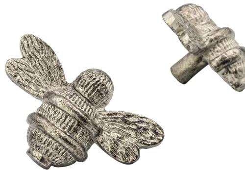 Brass bee 2 x Pewter Solid Drawer Knob Handles | Drawer Handle | Bee Cabinet knob | Cupboards, Doors, Cabinets & Drawers for Kitchen, Wardrobe, Chest, Drawer Pull (Pewter)