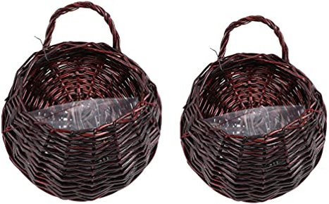 Cabilock 2st Blumentopf Aus Rattangeflecht Bauernhaus Sukkulenten Pflanzer Blumentöpfe Garten Hängende Töpfe Geflochtene Wandkörbe Blumen- Mikro-landschaftsblumentopf Blumenmädchen Lipgloss