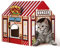 SEKAM Casa de cartón para gatos con rascador/hierba gatera, (16.5 x 12 x 15 pulgadas), tienda de hamburguesas para gatos en interiores y exteriores, casa de juegos para gatos y decoración del hogar