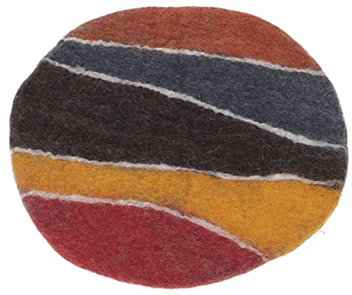 GURU SHOP Filz Stuhlauflage, Boho Sitzkissen, Handgefertigts Rundes Stuhlkissen - Rost/bunt, Wolle, 1x35x35 cm