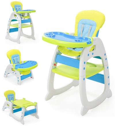 SANDINRAYLI Hochstuhl, Kleinkinderhochstühle für Babys und Kleinkinder, umwandelbarer 3-in-1-Babystuhl zum Essen, verstellbarer Baby-Fütterstuhl, leicht zu reinigender Hogh-Stuhl für Mädchen & Jungen