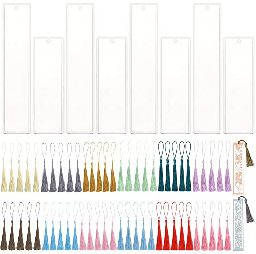 68pcs Moule Resine Epoxy, Moule de Marque-pages en Résine Kit, 8 pièces Moule de Signet en Silicone et 60 pièces Couleur Multiple Gland, pour DIY Bijoux Moule d’Artisanat Bricolage Marque-page (C)