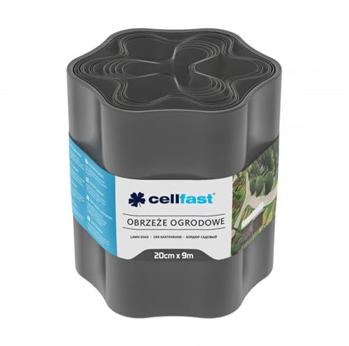 Cellfast Bordure de pelouse ondulée - en Plastique Graphite - 20 cm x 9 m
