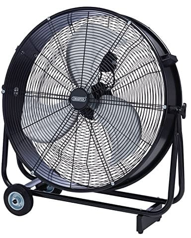 Draper 70045 230V Drum Fan, 24/610mm, 120W, Fan for Commercial, Office, Warehouse, Silver and Black