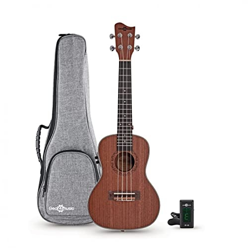 Gear4music Elektroakustische Ukulele Erwachsene Anfänger Kit Konzertgröße | Elektroakustisches Anfänger-Set, Hartwood-Vorverstärker für Fantastischen Verstärkten Ton, Concert-Größe, Gigbag