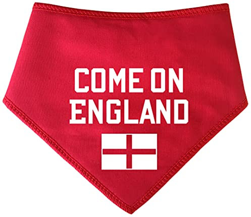 Spoilt Rotten Pets S4 Red 'Come On England' With England Flag Football Supporter World Cup Dog Pet Bandana Dogs & Cats (Large Chow Chow & Bernese Size)