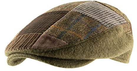 B Collection - Flatcap, Schiebermütze, Newsboy Cap wasserabweisend Monaco Patch - Size 55 cm - Olive