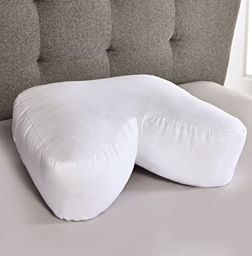 Recessed Side Sleeper Pillow – Neck, Shoulder & Spine Support Orthopaedic Comfortable Deeply Padded Sleeping Bed Pillow with Machine Washable Pillowcase - H16.5 x W52 x D40cm
