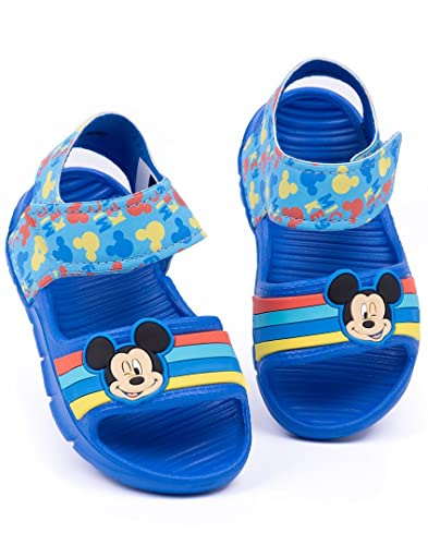 Disney Mickey Mouse Kids Sandals | Blue Sliders For Boys & Girls | Beach Shoes with Supportive Strap for Toddlers | Blue Summer Holiday Pool Shoes | Slip-on Footwear Fun Merchandise Gift for Children