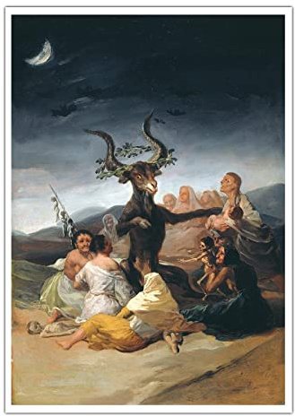 LINKGIN Home Hd Print Leinwand Gemälde Hexen Sabbat von Francisco De Goya für Bilder Ästhetische Halle Wanddekor 60x40cm rahmenlos