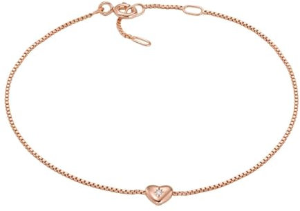 FOSSIL Bracelet pour femme en argent sterling plaqué or rose, L : 190mm X L : 5.6mm X H : 5.1mm, JFS00608791, Or rose