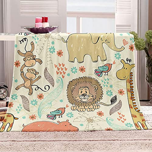 Kuscheldecke 70 x 100 cm 3D Karikatur Flanell Fleecedecke, Weich Warm Flauschig Decke AFFE Wohndecke Decken für Sofadecke Couchdecke kuscheldecken für Kinder Erwachsene