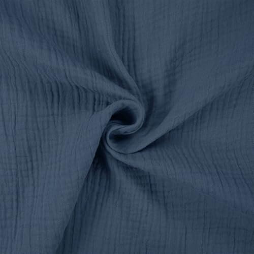 Musselin Stoff Sunny, Double Gauze, uni blau (Länge am Stück: ab 50cm / Breite: 130cm)
