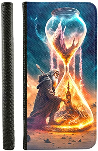 Handyhülle für Huawei P30 Lite Hülle aus Kunstleder zum klappen mit Motiv 3501 Magier an magische Sanduhr Fantasy