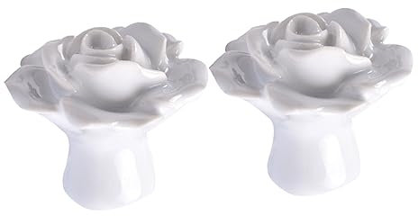 DOITOOL 2Pièces Poignée Céramique Forme de Rose pour Tiroir et Placard pour Renouveler Votre Mobilier avec Élégance