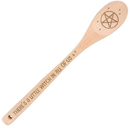 Enchant Your Kitchen with a Magical Wooden Pentagram Spoon | Witch-Themed Wooden Spoon, Decorative Kitchen Utensil, Cooking Gift, Baking Tool | Cake and Bake with Style