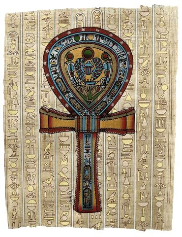 Ankh – Endless Life – Ägyptisches Handwerk – Ägyptische Kunst – Ägyptische Papyrus-Dekor – Ägyptische Hieroglyphen – Wandkunst Papyrus – ungerahmt – gerahmt – 22,9 x 33 cm
