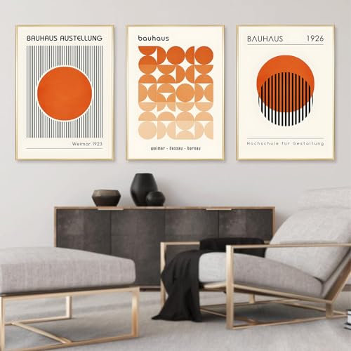 YIIBZBGY Bauhaus Poster Orange Wandkunst Orange Minimalistische Boho Wandkunst Orange Abstrakte Bilder Mitte Jahrhundert Kunst Bauhaus Druck Abstrakte Kunst für Brdroom 40,6 x 61 x 7,6 cm rahmenlos