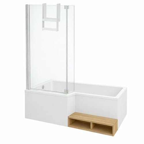 Pack baignoire bain douche 160 x 90 JACOB DELAFON Neo version gauche + tablier + pare bain chromé