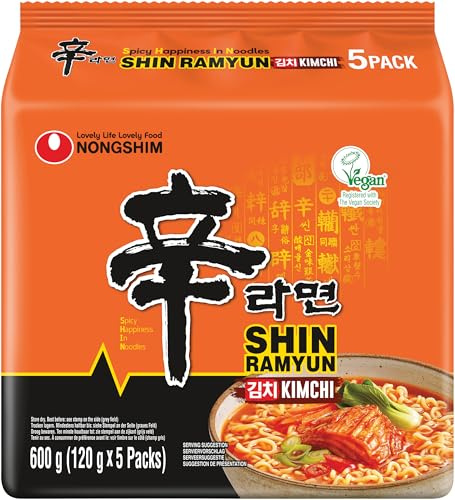 Nongshim Kimchi Ramyun Family Pack I Koreanische Instant Ramen I 3 x 600g | Asiatisches Nudelgericht mit würzigem Kimchi-Geschmack I Fertiggericht als schnelle Mahlzeit zwischendurch