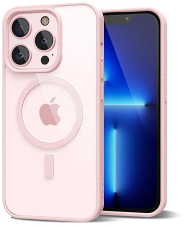 oakxco for iPhone 13 Pro Max Case Clear Magnetic Compatible with Magsafe, Thin Slim Transparent Non Yellowing, Hybrid Soft Silicone Bumper & Hard Plastic Protective Cover for Women, Light Pink